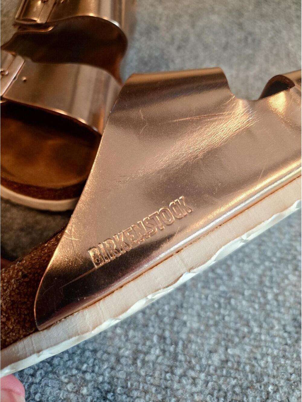 Birkenstock Metallic Copper Arizona BS Slip On Slide Sandals Sz 38 US 7-7.5 - Picture 8 of 12